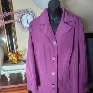 Relativity Trench Coat Rain Hot Magenta Unbelted Size 1X